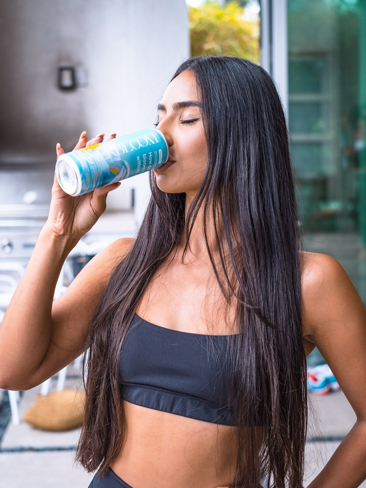 Person drinking Innerbloom Kanna drink